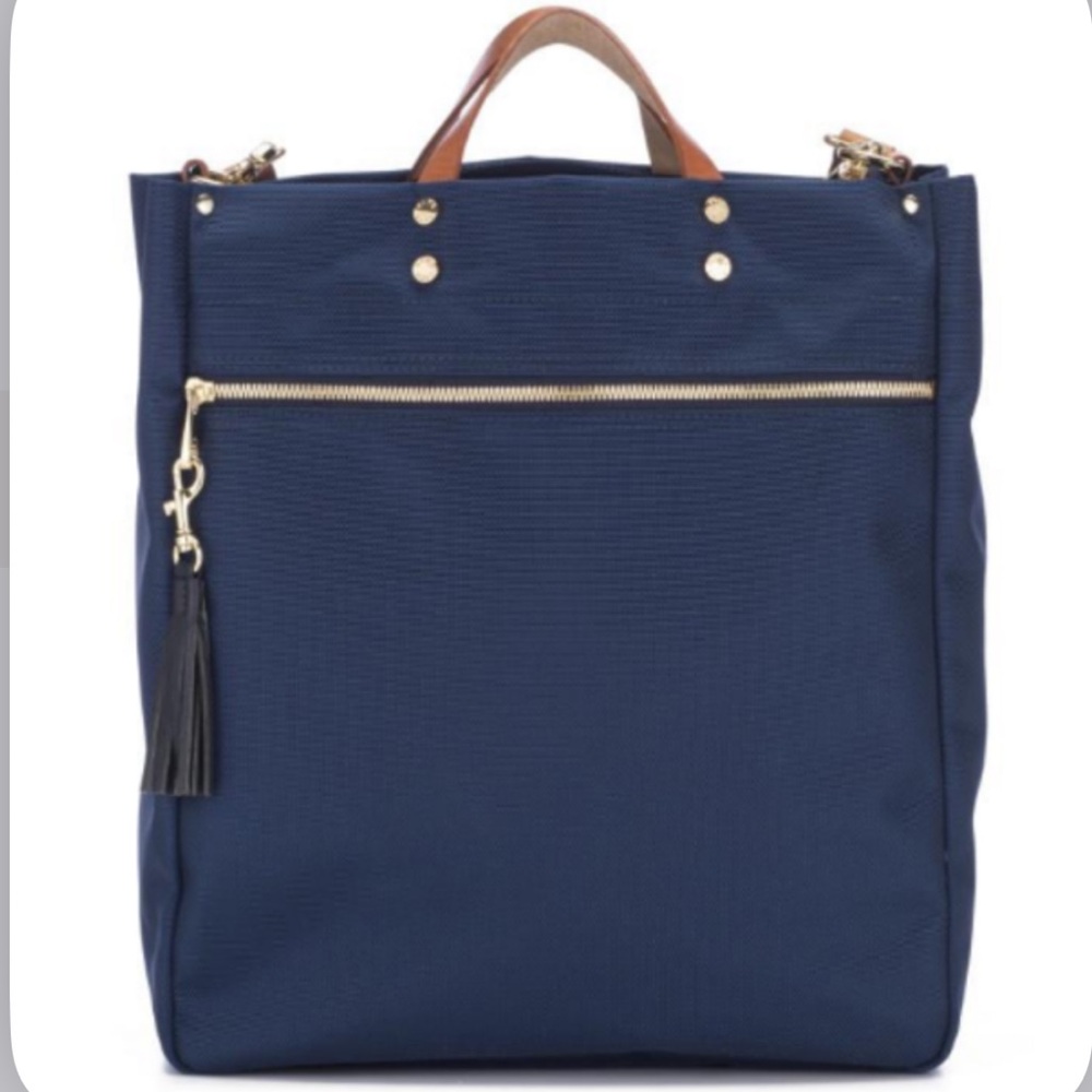 Elegant Navy Tote bag with Tan Accents